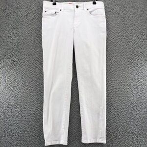 LL Bean Jeans Womens 8 White Denim Stretch Ankle Fit Skinny Leg Everyday Casual*